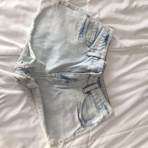 Whitewashed blue jean shorts